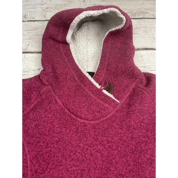 Koppen Hoodie Pullover Sherpa Sweater Fleece Marled Raspberry Womens XL Warm EUC - Picture 3 of 11